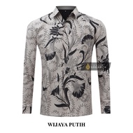 PUTIH KEMEJA Original Batik Shirt With WIJAYA Motif White Men's Batik Shirt For Men, Slimfit, Full Layer, Long Sleeve