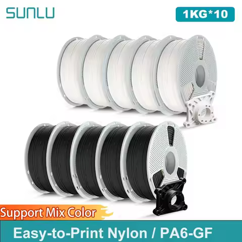 SUNLU 10KG Easy-to-Print Nylon /PA6-GF Filament Heat-Resistant 3D Printer Filament No-Cracking No-Wa