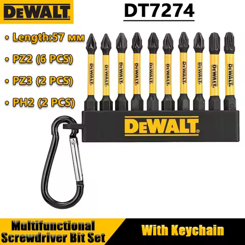 DEWALT DT7274 10pcs 57mm PZ2 PZ3 PH2 Impact Screwdriver Bit Set Drill Bit High Speed Steel Screws Po