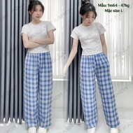 [HCM]Quần ống rộng nữ caro kate nhiều màu Freesize Molly Fashion