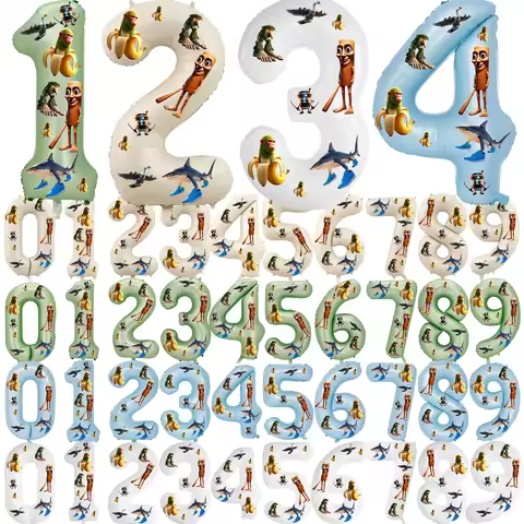 Italian Brainrot Theme,32inch Number Balloons with Italian Brainrot Stickers,Birthday Decor, Hallowe