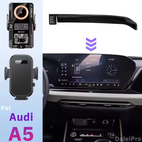 For Audi A5 2025 2026 Car Phone Holder 15W Wireless Charger Phone Mount Base fixed to Screen 66W Cha