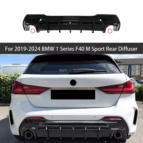 For 2019 2020 2021 2022 2023 2024 BMW 1 Series F40 M Sport Gloss Black Rear Bumper Diffuser Spoiler 