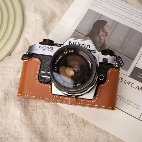 Genuine Leather Camera Half For Nikon FG-20 FG FG Leather Camera Bag Protective Cover Bag Case FG20 