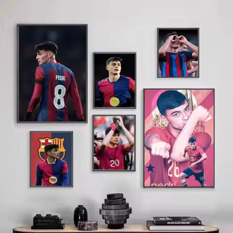 Football Barcelona P-Pedri 8 Poster HD Quality Wall Art Retro Posters For Home Room Wall Decor Self 