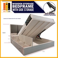 Wooden Storage Bedframe with side storage bed