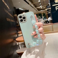6D Plating Case Huawei Y7a Nova 8i 7i 7 SE 5T 3i P20 P30 Lite Y9s Y9 Prime 2019 Clear Candy Love Chain Soft Silicone Plating Phone Case Whit Chain Phone Case