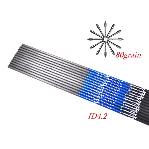 30 inch Spine 400/500/600/700/800/900/1000 Pure Carbon Arrow Shaft ID 4.2mm with Arrow Point