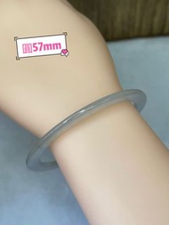 57#天然A貨翡翠玻璃種扁圓條手鐲