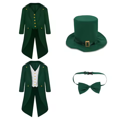 2025 Irish Festival Medieval Tuxedo for Men with Hat & Bow Tie,Halloween St. Patrick's Day Irish Par