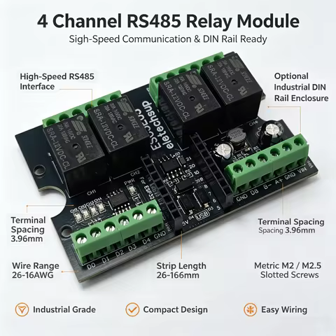 Industrial ESP32-C3 WiFi BLE Relay Module 4AI 4DO RS485 Modbus 9-24V DC for Arduino IoT