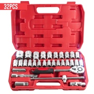 Kunci Sok Set Kunci Socket Wrench 32 Pcs 1/2 Inch 6PT / 12PT 8-32mm Bahan Chrome Vanadium - 6588