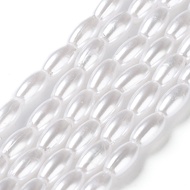 500พีซีอะคริลิกแบบเม็ดไข่มุกเทียมสีขาวข้าวประมาณ4มม. กว้าง8มม. รูยาว: 1มม.