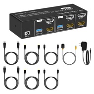 -8K 60Hz DP/-Compatible KVM Switch USB 3.0 2 Monitors 2 Computers KVM Switch for Mouse Keyboad Monit