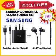 [ BUY 1 GET 1 FREE ]Samsung 15W Fast Charger A21S A13 A50 A31 A32 M31 M23 M33 Tab A7 (Type C Charging Set +AKG Earphone)