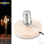TOPSTORED Lamp Base, Wooden Base E27 E26 Table Lamp Holder, Durable Dimmable Button Vintage Lamp Hol