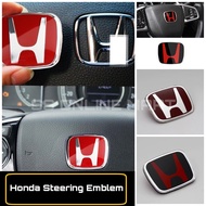 Steering Emblem Honda Civic FC FD FB Accord Jazz City CRV HRV Stream Type-R Car Emblem Logo Red