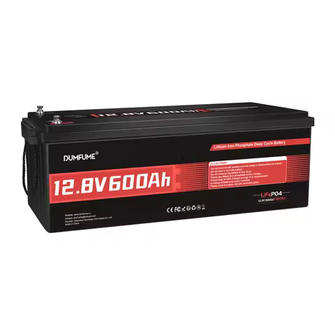 Dumfume 12V 600Ah LiFePO4 Lithium Battery Built In 200A BMS 7680W Power Output Home Backup Energy RV