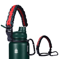 Paracord Handle for Aquaflask Wide Mouth Water Bottle Holder Paracord Lanyard Easy Carrier with Carabiner &amp; Safety Ring, Aqua Flask Tumbler Holder Strap Fits 12 oz to 64 oz Aquaflask Accessories Hydro Flask Paracord Rope