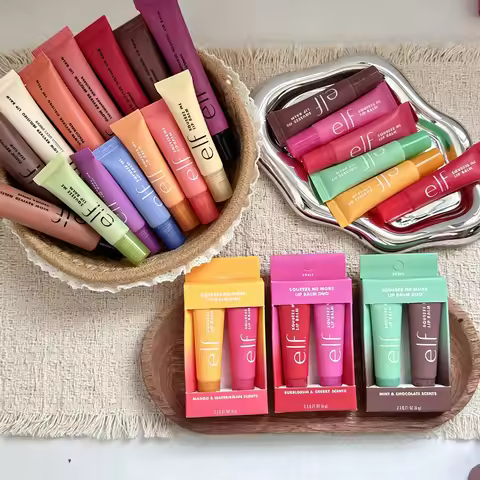 Elf Lip Balm 2Pcs Duo Set Cherry & Bubblegum Mint & Chocolate Lasting Moisturize Lip Gloss Glow Revi