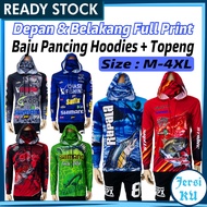 JERSIKU Baju Mancing Pancing Lengan Panjang Topeng Muka Jersey Memancing Lelaki Baju Casting Full Pr