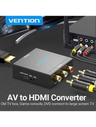 Vention Rca 轉 Hdmi 轉換器,av To Hdmi 1080p 複合 Cvbs Av To Hdmi 影音轉換器,適用於 Pal/ntsc,適用於pc,筆記本電腦,xbox,ps4,ps3,電視機,機上盒,vhs,vcr,攝像機,dvd