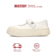 ♗♨ MISTERY รองเท้าผ้าใบหนัง สูง 4 ซม Mary Jane สีเบจ（MIS-1109）