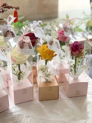 5入組pvc透明花盒,全景玫瑰單朵花盒,便攜式花卉包裝禮盒,適用於聖誕禮物、永生花包裝盒、情人節禮盒、婚禮禮品用品等