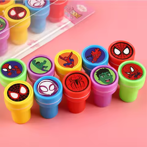 2026 10Pcs/Set Spiderman Seal Spiderman Anime Figures Colorful Pattern Stamp Classroom Toys Gifts bo