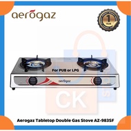 Aerogaz Tabletop Double Gas Stove AZ-983SF (PUB OR LPG) (1 Year Warranty)