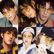 Fashion Aviator Sunshades Metal Frame Night Driving Glasses Clear Vision Yellow Lenses Night Driving