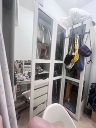 ikea白色玻璃門衣櫃連鏡