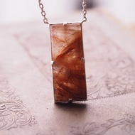 長型紅銅鈦晶 手工純銀項鍊 中性飾品 Rutilated quartz