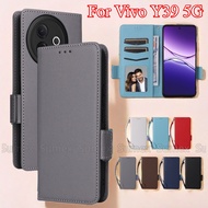 for Vivo Y39 5G Phone Case Leather Flip Cover Lanyard Stand Holder Magnetic Card Slot Wallet Casing 