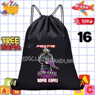 BISA COD FREE NAMA TAS SERUT ANAK STRING BAG LOGO KARAKTER FF SG OPM SAYAP TAS NGAJI ANAK GAMBAR FF 