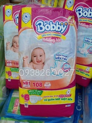 Miếng Lót Sơ Sinh Bobby NB1 108 miếng + Tặng 6 Tã Quần và NB2 60 miếng