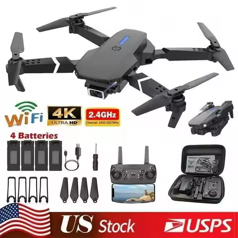 E88 Drone With Camera, Foldable Drone With App Control, FPV Live Video RC Quadcopter With 4K Camera