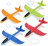 VCOSTORE 4 Pcs Foam Airplanes for Kids, 17.3" Throwing Foam Glider Plane Styrofoam Glider with 2 Fli