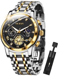 OLEVS Mens Watches Diamond Chronograph Fashion Casual Dress Wrist Watch Moon Phase Luminous Waterpro