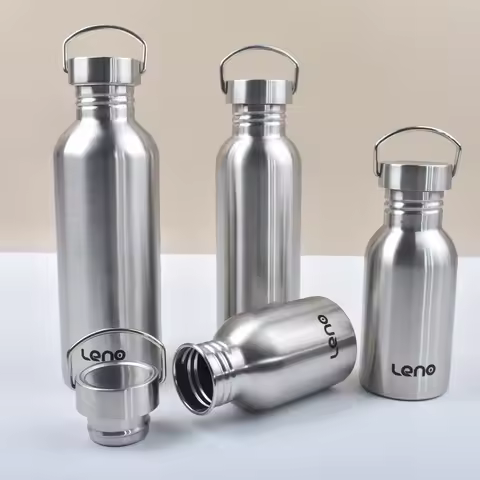 350-2000ml Stainless Steel Water Bottle Single Wall Bottle Large Capacity Big Mouth Flasks with Lid 