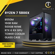[ GAMING PC BUILD - ATLAS ] AMD RYZEN 7 5800X RGB Desktop | RTX RX Graphics Card | Ready to Use