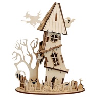 3D Wooden Halloween Haunted House Puzzle Creatives Wooden Haunted House Puzzle Assembly Model for Ad