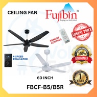 (ONE YEAR WARRANTY) FUJIBIN 60" 5 BLADES CEILING FAN FBCFB5/FBCFB5R (REGULATOR / REMOTE CONTROL) HEA