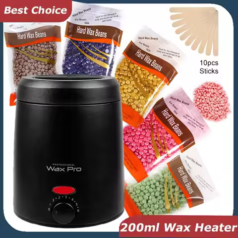 200ml Wax Melting Machine + 100g/200g /300g Wax Beans Set, Wax Heating, Wax Hair Removal And Wax The