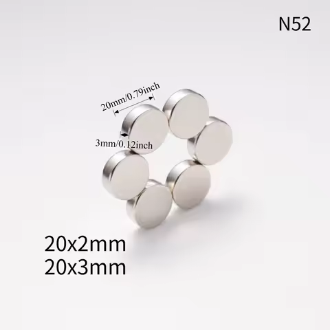 N52 20x1 20x2 20x3 Magnets tandard Neodymium Magnet Motor Power Nickle Coating Generate Round Ebike