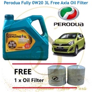 (100% OriginaL ) NEW PPACKING Perodua Fully Synthetic SAE 0W-20 0w20 Engine Oil 3L FREE Perodua Oil Filter bezza axia myvi 2018 15601-P2A12 15601-P2A14