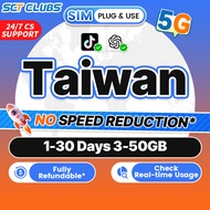 Taiwan SIM Card 5G High Speed 1-30Days Total 2GB-50GB Unlimited Data Travel Data Taiwan SIM Card Tai