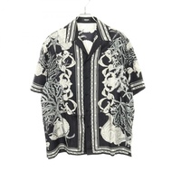 范思哲 Barocco Sea 襯衫短袖上衣 #48 絲質黑色灰色二手男款