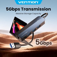 Vention USB C to Ethernet Adapter with 4-Port USB 3.0 Hub, Gigabit LAN Network Converter 1000Mbps Hi