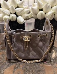 Chanel 26c 25bag mini hobo suede grey 灰色 麂皮 迷你 手袋 25 bag 小號 大象灰 藍色 黑色 黑金牛